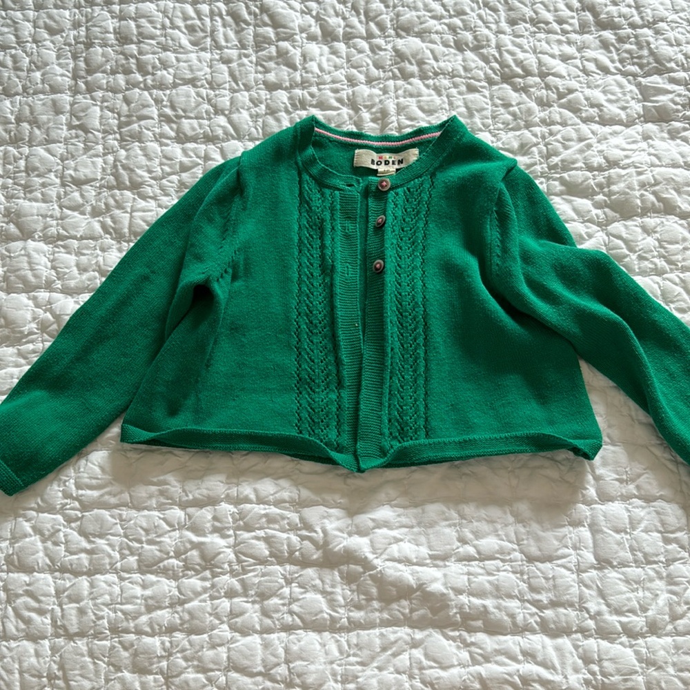 Mini Boden Green Knit Cardigan